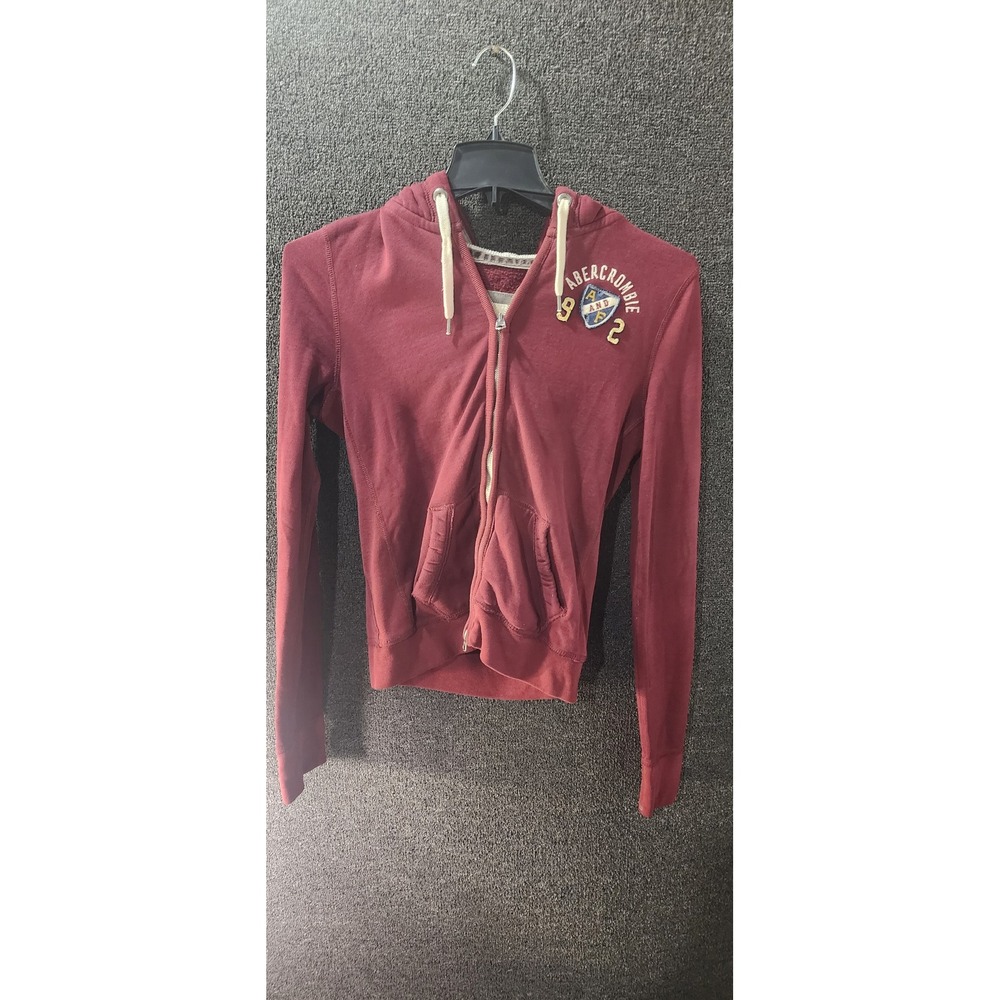 Vintage Y2kAbercrombie & Fitch Full Zip Hoodie Maroon Embroidered Size M